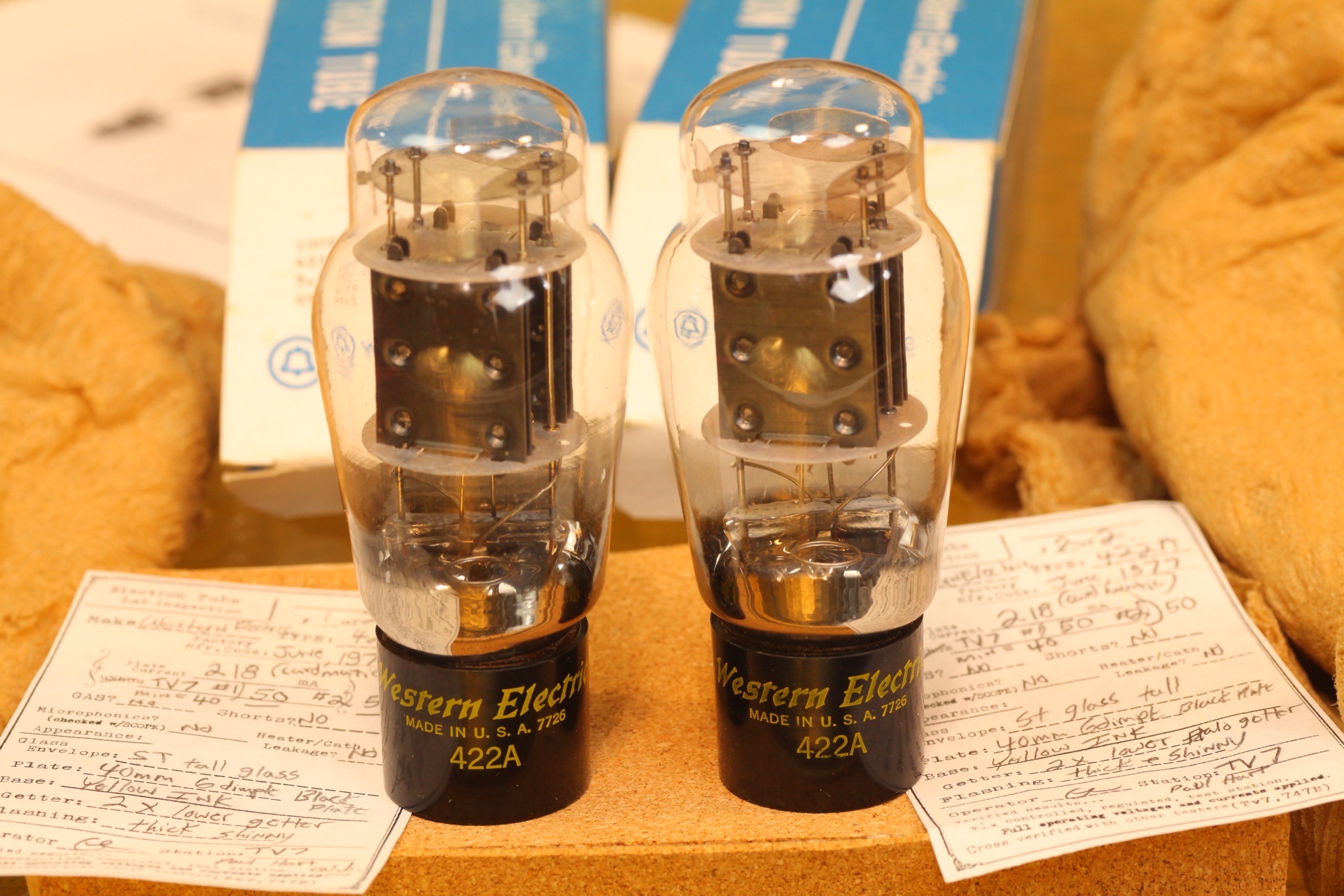 pair NOS Western Electric 422A Rectifier Tubes matched tested
